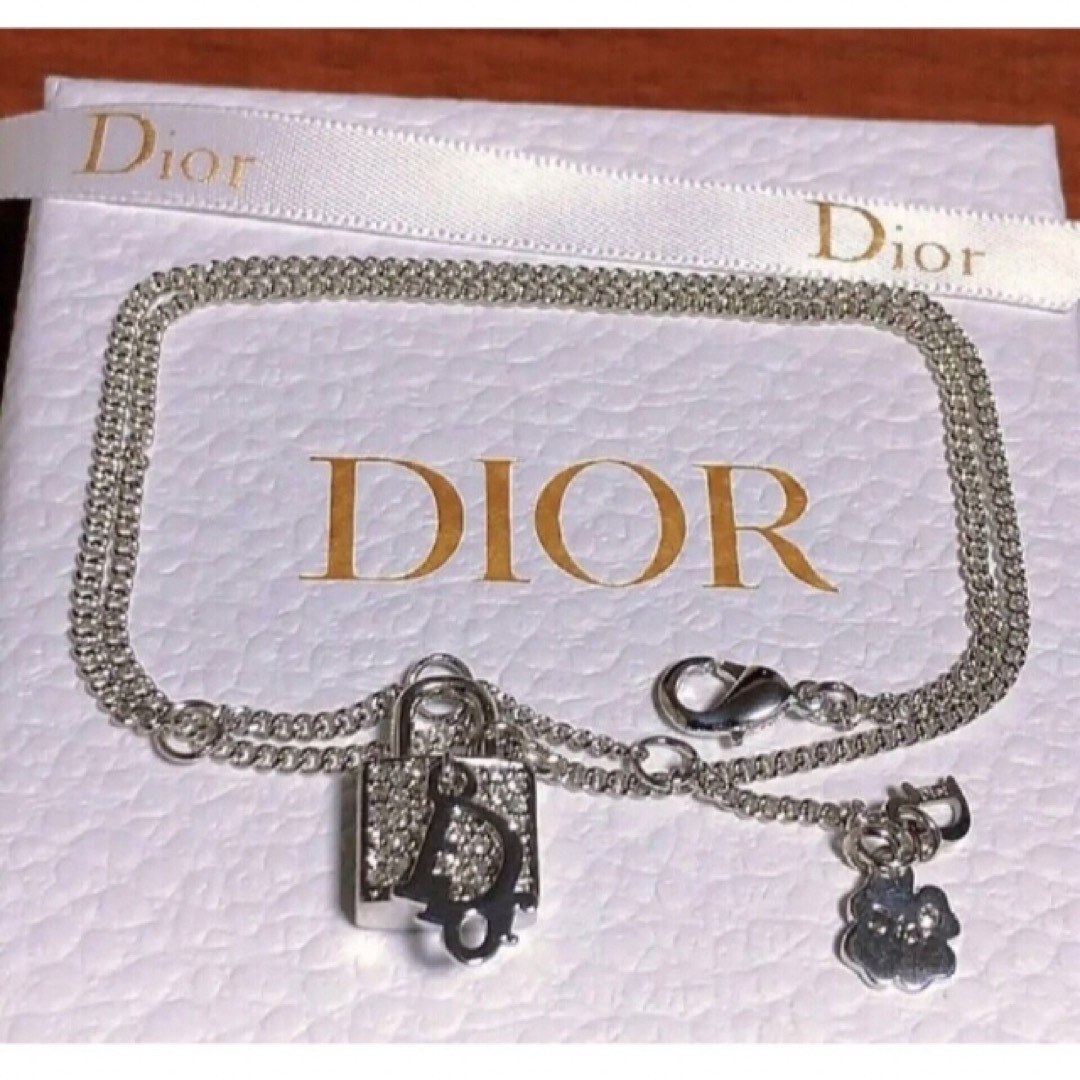 Christian Dior ネックレス ストーン ロゴ Silver 南京錠