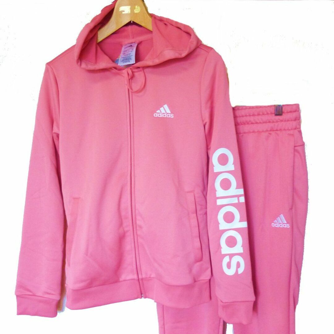 新品(L)★アディダス adidas ピンクジャージ上下セット/セットアップ 1