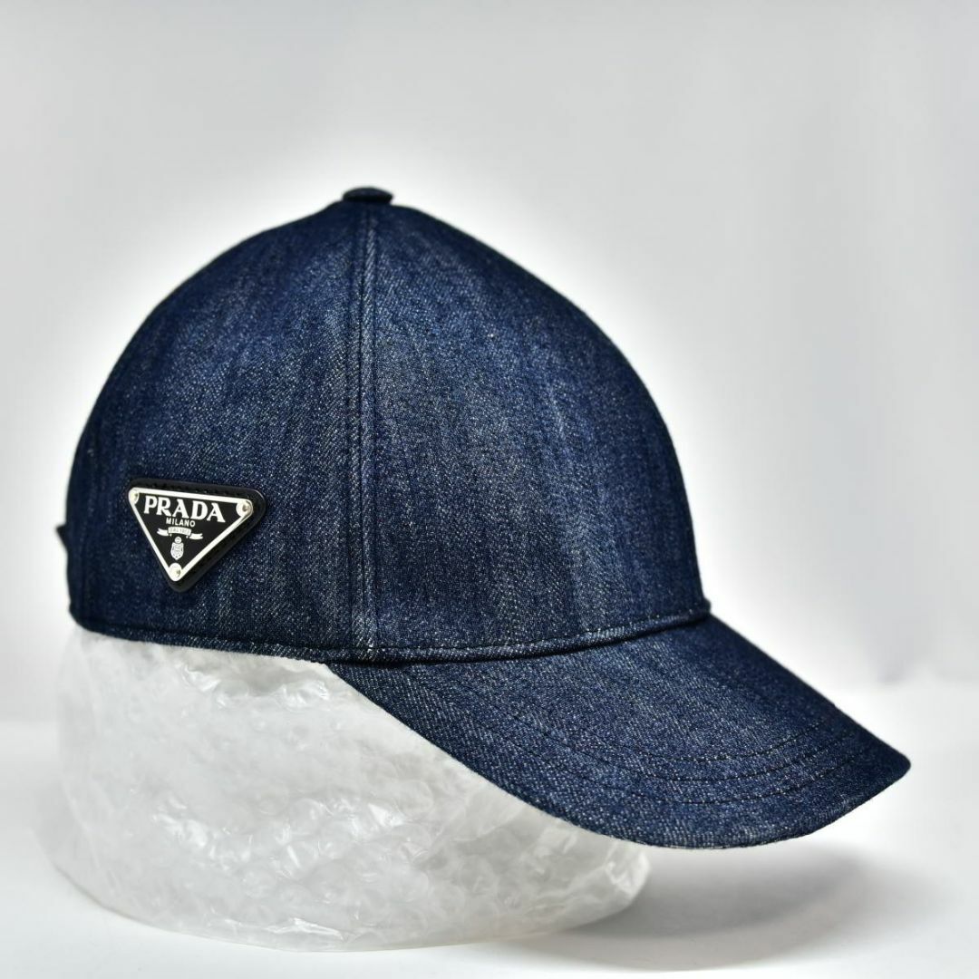 PRADA(プラダ)のほぼ新品 鑑定済 正規品 PRADA プラダ  デニム ベースボール キャップ  レディースの帽子(キャップ)の商品写真