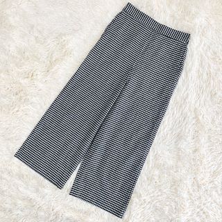 マカフィー(MACPHEE)の美品　MACPHEE ワイドパンツ　ストレッチ　麻　リネン　白　黒　34(カジュアルパンツ)