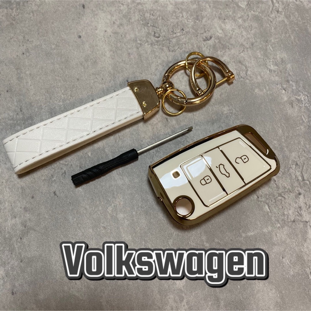 Volkswagen(フォルクスワーゲン)の【ストラップ付】フォルクスワーゲン　TPU スマートキーケース 自動車/バイクの自動車(車内アクセサリ)の商品写真