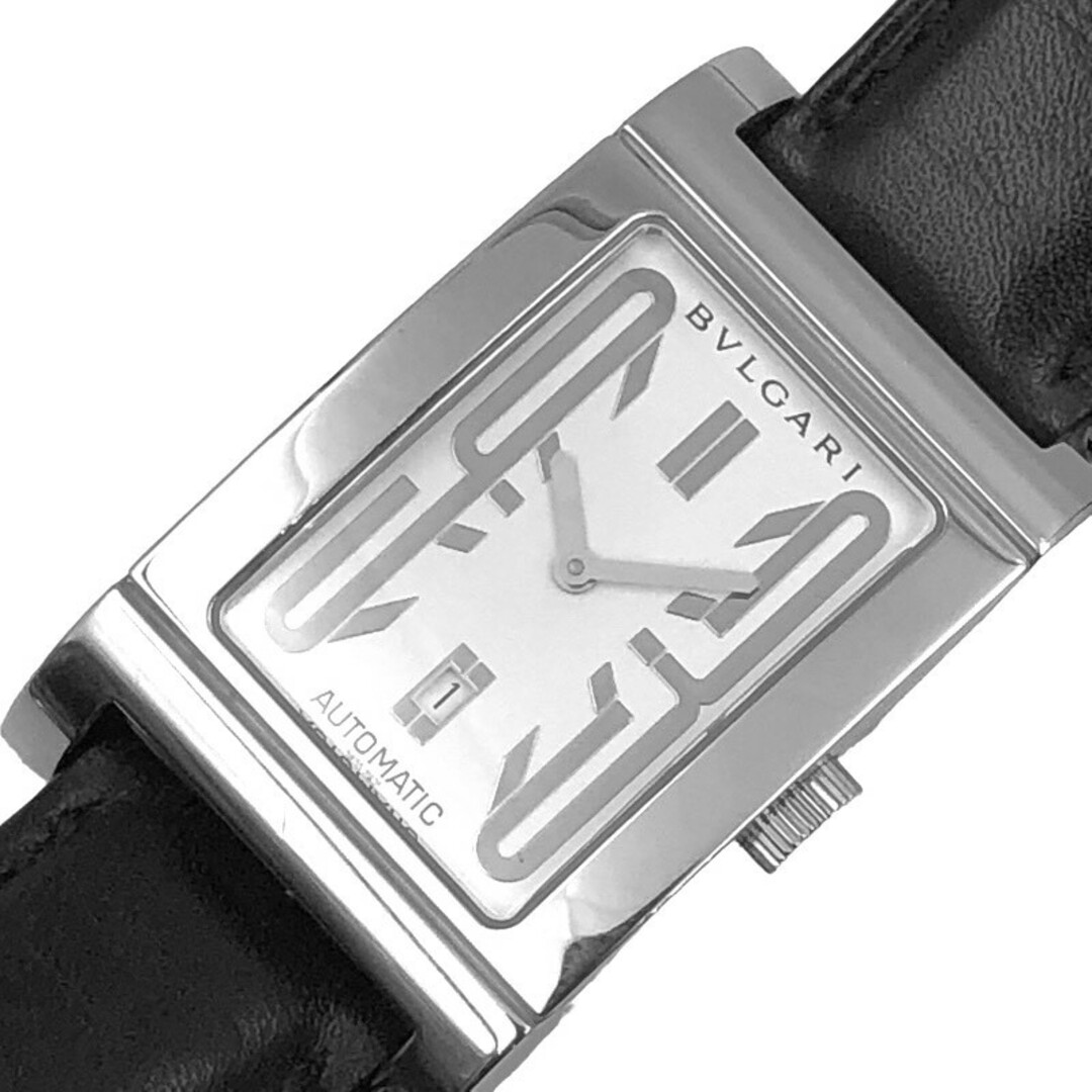 ブルガリ BVLGARI レッタンゴロ RT45S ホワイト SS/純正尾錠・レザーストラップ 自動巻き メンズ 腕時計
