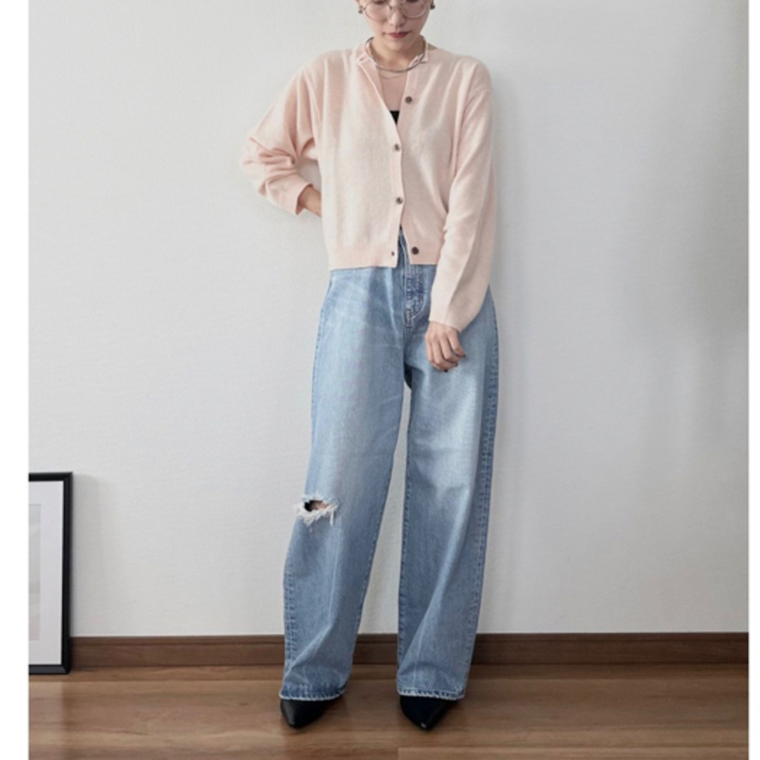 UNIQLO:Cカシミヤクルーネックショートカーディガン(長袖)XLピンク