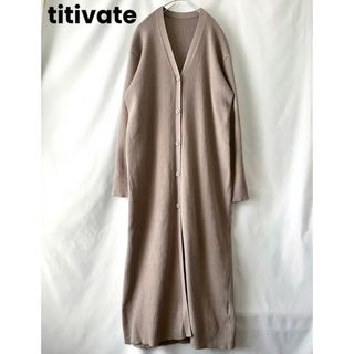 ティティベイト(titivate)のtitivate ティティベイト 前開き リブ ロングワンピース カーディガン(ロングワンピース/マキシワンピース)