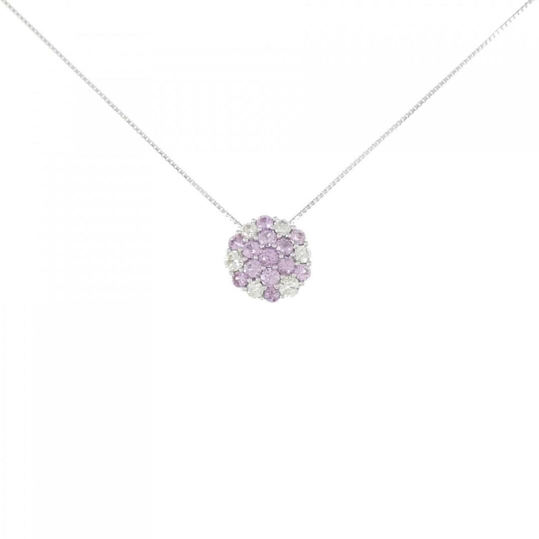 K18WG クロス サファイヤ ネックレス 0.05CT 拡散処理未検査