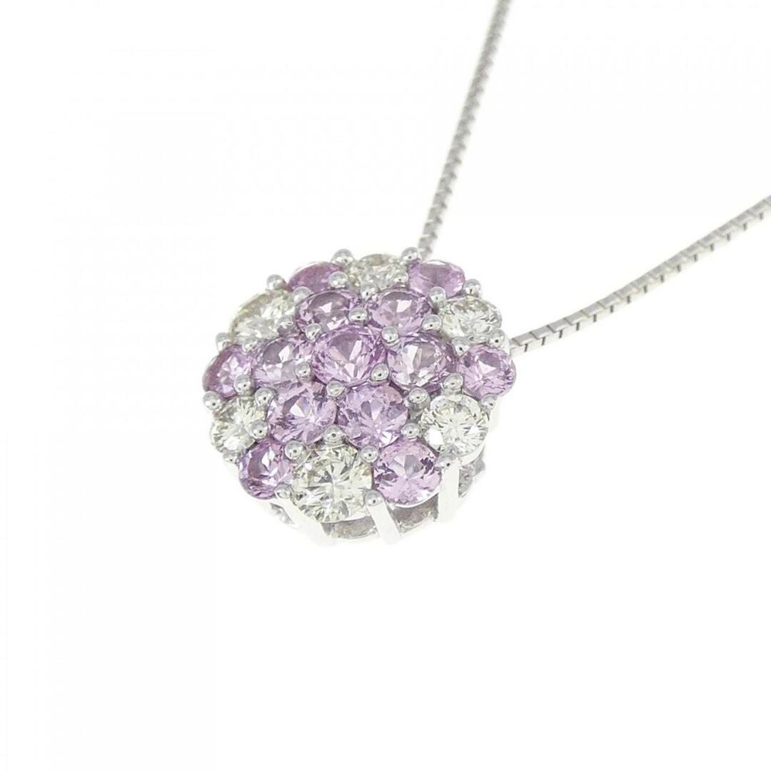 K18WG クロス サファイヤ ネックレス 0.05CT 拡散処理未検査