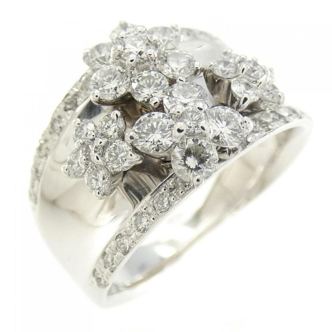K18WG フラワー ダイヤモンド リング 1.00CT - リング(指輪)