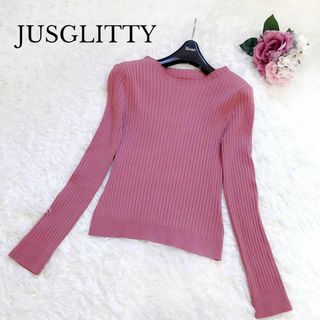 ジャスグリッティー(JUSGLITTY)の【美品】JUSGLITTY リブニットトップス ダスティピンク(ニット/セーター)