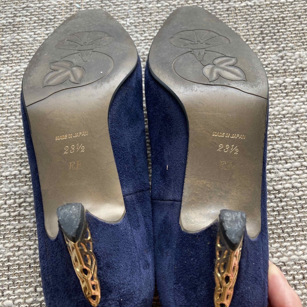 ブルー　バックスキン　パンプス レディースの靴/シューズ(ハイヒール/パンプス)の商品写真