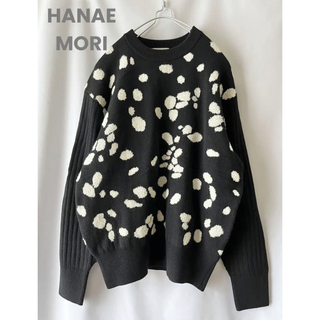 美品✨HANAE MORI⭐️【9号】シルク100％シアー刺しゅうブラウス　黒