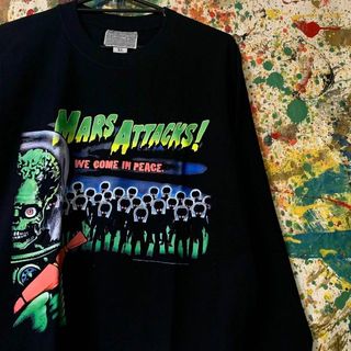 マーズアタック レトロ 緑 長袖 リプリント スウェット トレーナー メンズ(Tシャツ/カットソー(七分/長袖))