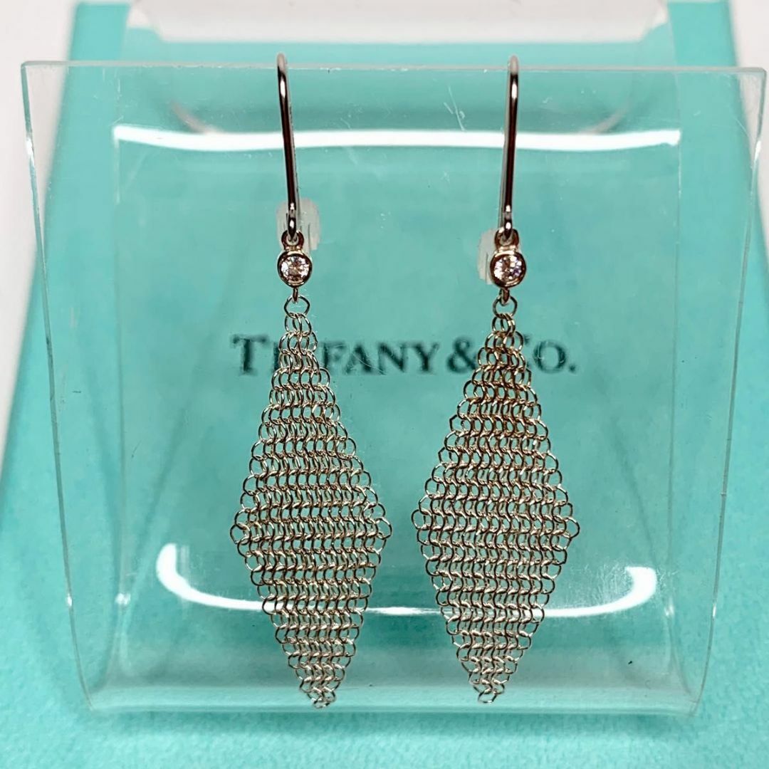 【美品 】TIFFANY&Co. メッシュ スカーフ ピアス ダイヤモンド