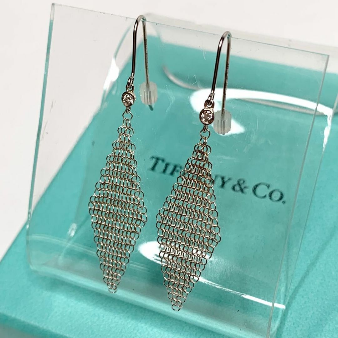 Tiffany & Co.(ティファニー)の【美品 】TIFFANY&Co. メッシュ スカーフ ピアス ダイヤモンド レディースのアクセサリー(ピアス)の商品写真