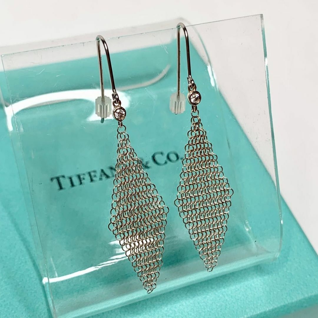 Tiffany & Co.(ティファニー)の【美品 】TIFFANY&Co. メッシュ スカーフ ピアス ダイヤモンド レディースのアクセサリー(ピアス)の商品写真