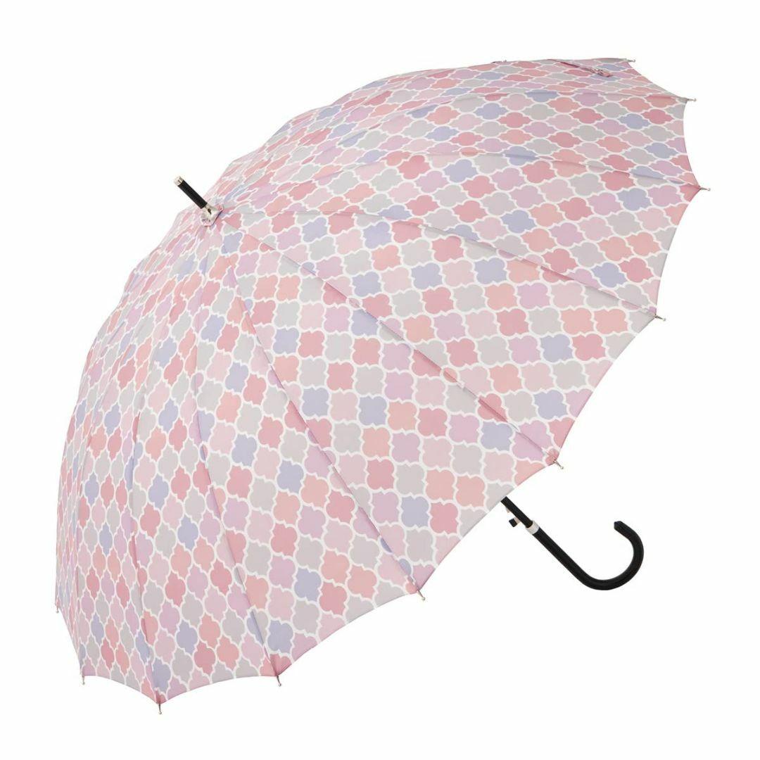 【色:レインドロップホワイト】晴雨兼用16本骨ジャンプ傘ＵＶカット日傘・雨傘 【