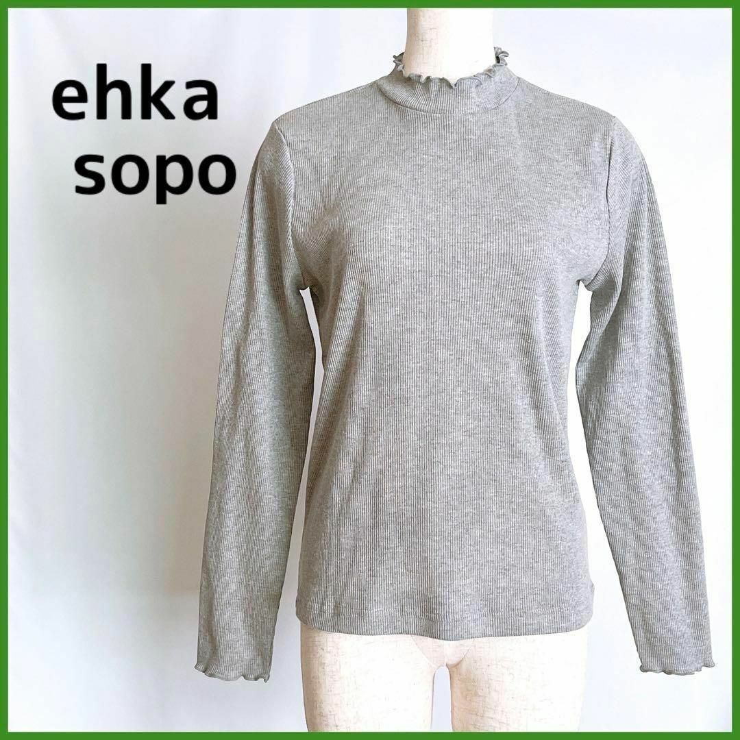 ehka sopo(エヘカソポ)の【美品】エヘカソポ リブハイネックメローカットソー 長袖  トップス レディースのトップス(カットソー(長袖/七分))の商品写真