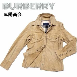 バーバリー(BURBERRY)のバーバリー■スウェードラムレザーシャツジャケット　38　三陽　ノバチェック裏地(その他)