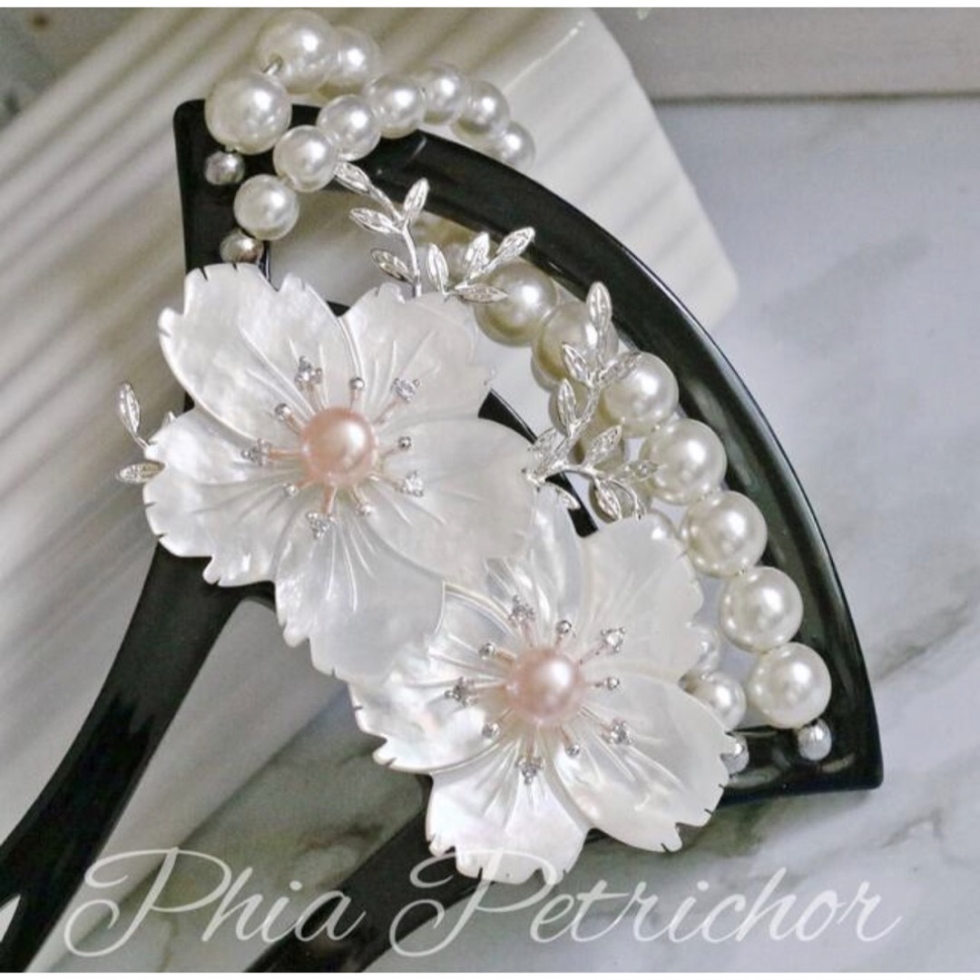 髪飾り 桜 かんざし バチ型 螺鈿 真珠母貝 パール W23092860簪 | フリマアプリ ラクマ