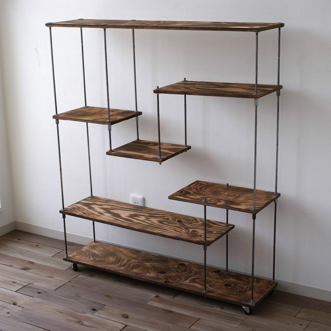 wood iron shelf 1060*910*225〈ブラウン〉