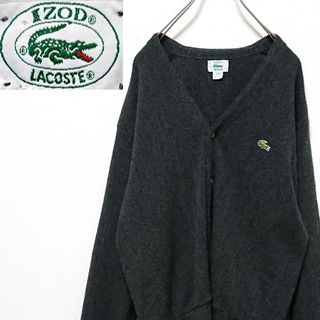 ラコステ(LACOSTE)の希少 アイゾッド ラコステ ワンポイント 刺繍 ロゴ USA製 カーディガン(カーディガン)