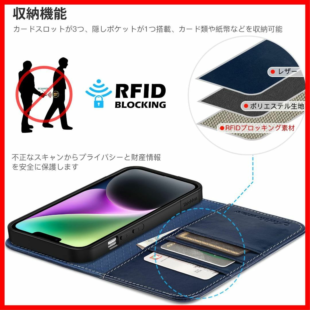 【特価商品】SHIELDON iPhone 14 ケース 手帳型 アイホン14対 2