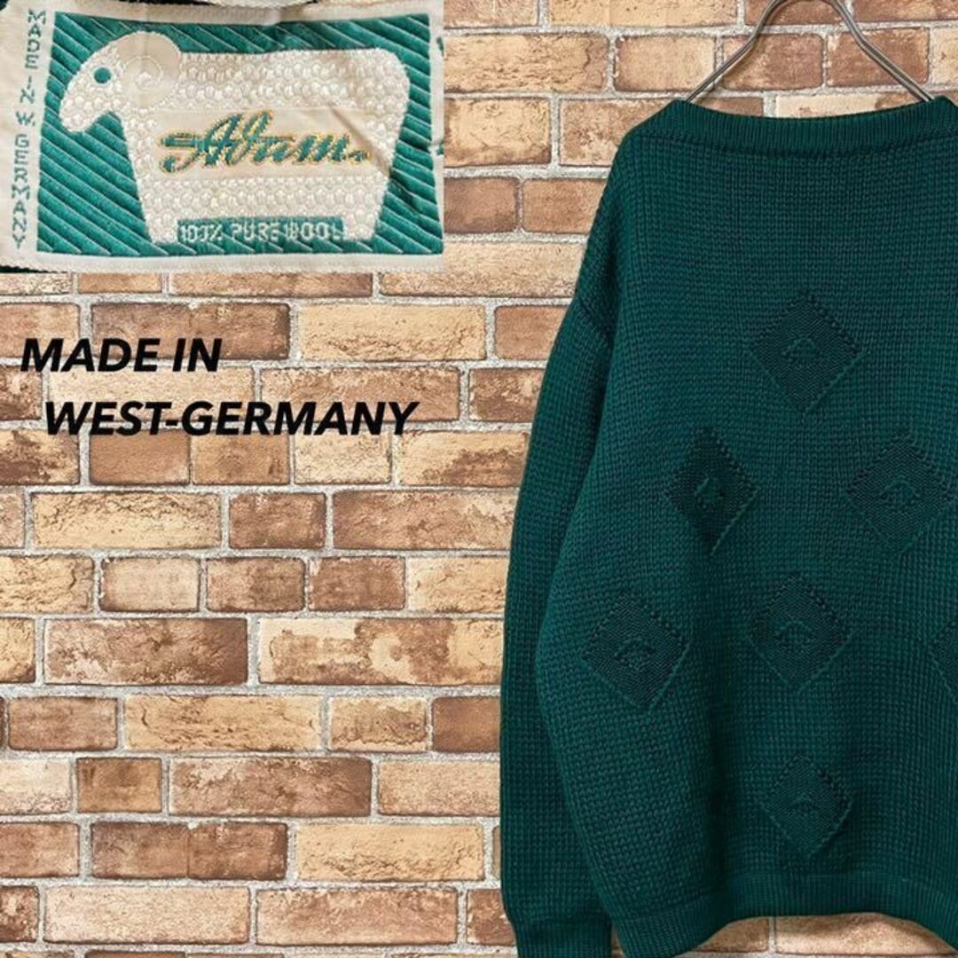 デザインニット　西ドイツ製　ヴィンテージ　セーター　グリーン　ビッグサイズ
