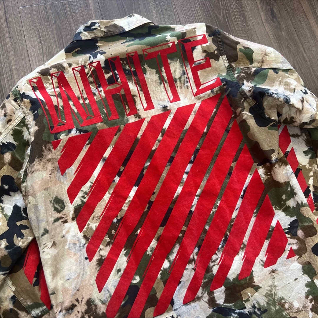 オ OFF-WHITE ミリタリーフィールドジャケット オフホワイト カモフラ