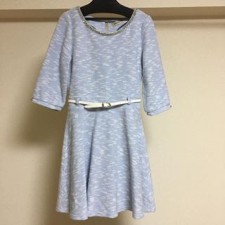 ミッシュマッシュ(MISCH MASCH)のMISCHMASCH ミッシュマッシュ 7分丈 ビジューワンピース ベルト付(ひざ丈ワンピース)