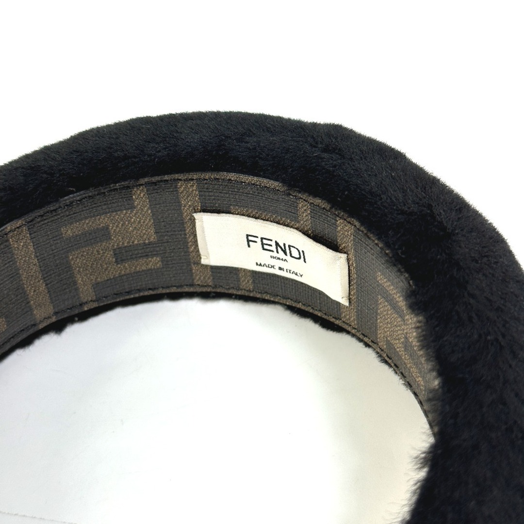 フェンディ FENDI ヘッドバンド ズッカ ファー ヘアアクセサリー ヘアバンド カチューシャ PVC ブラック