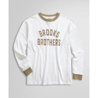 ブルックスブラザース(Brooks Brothers)のBROOKS BROTHERS　ロングスリーブ　リンガーTシャツ　　ベージュ(Tシャツ/カットソー(七分/長袖))