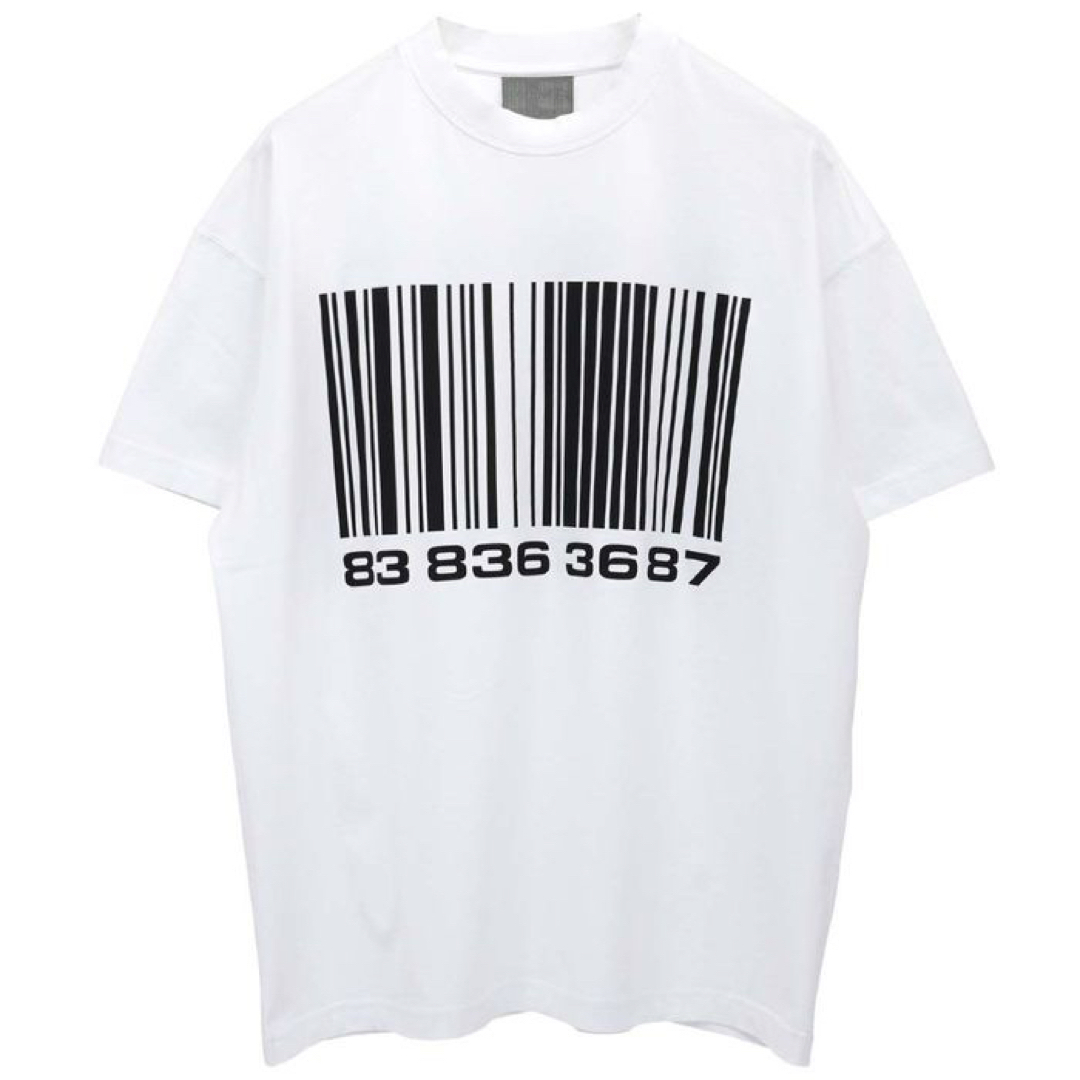 オ　VETEMENTS バーコード ロゴ Tシャツ　ホワイト　半袖　ヴェトモン