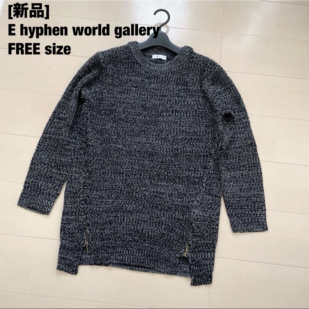 E hyphen world gallery(イーハイフンワールドギャラリー)の[新品] E hyphen world gallery 脇ジップ　畦編ニット レディースのトップス(ニット/セーター)の商品写真