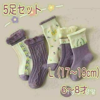 新品♡靴下 キッズ パープルカラー まとめ売り 5足セット L17〜19cm(靴下/タイツ)