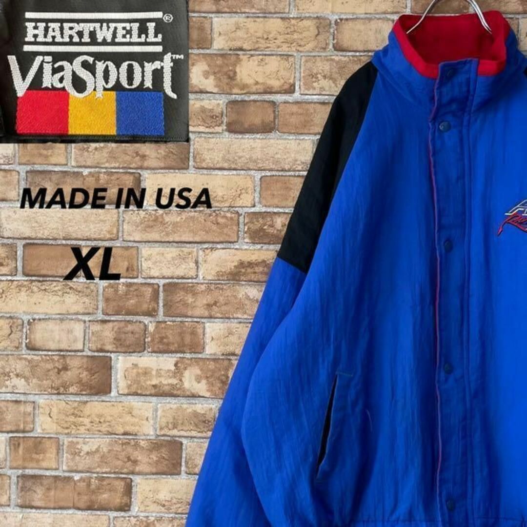 USA製 レーシングナイロンジャケット ビッグシルエット 中綿 刺繍