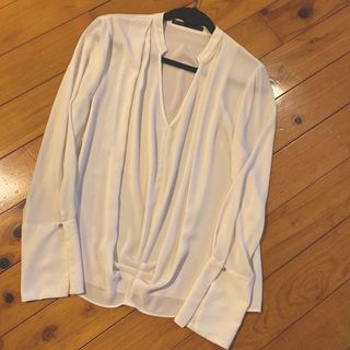 ザラ(ZARA)の夏用！未使用品☆ZARA BASIC 【L】 白ブラウス(シャツ/ブラウス(長袖/七分))