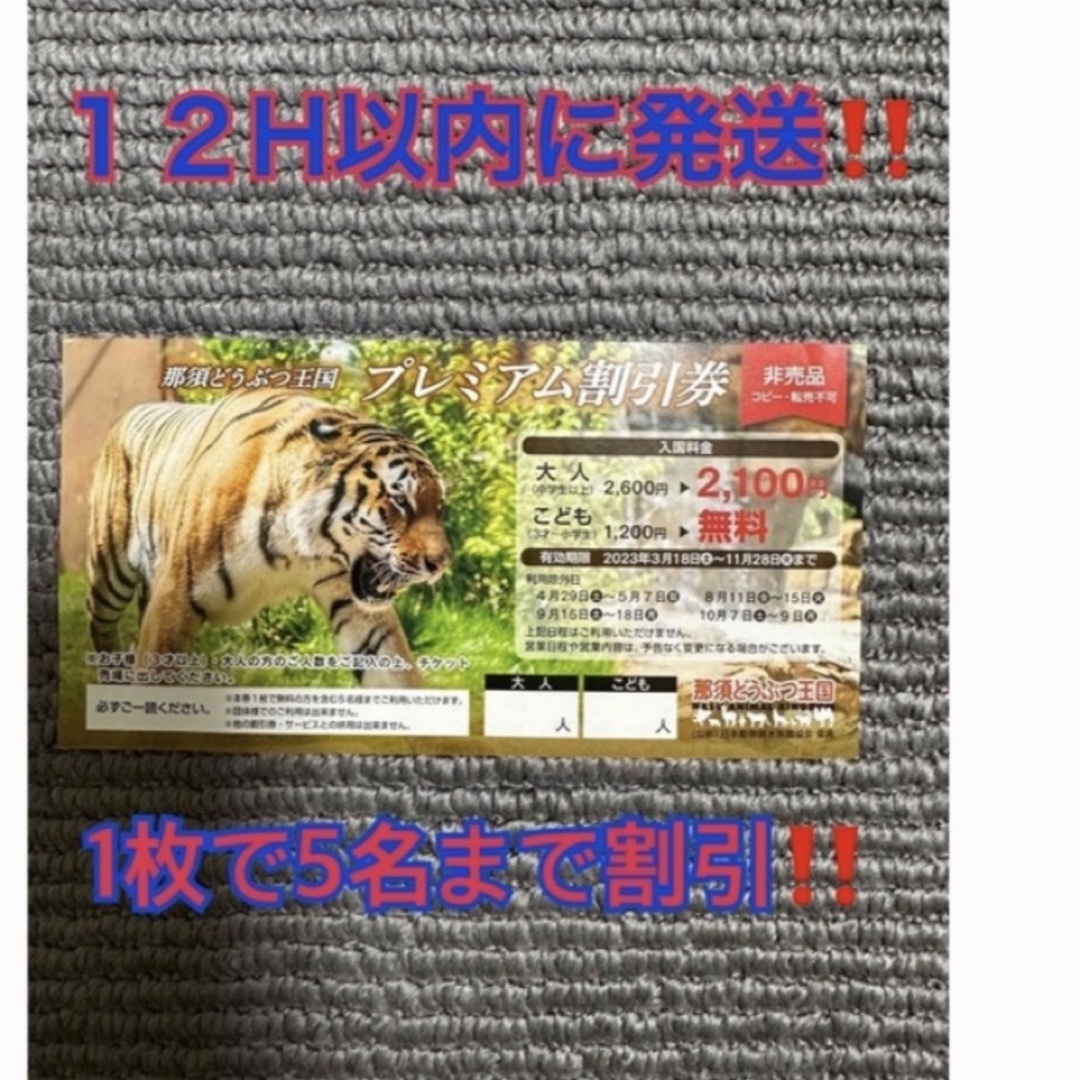 那須どうぶつ王国　割引券 チケットの施設利用券(動物園)の商品写真