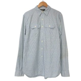 ダブルアールエル(RRL)のダブルアールエル RRL ラルフローレン ワーク シャツ 長袖 M 青 白(シャツ)