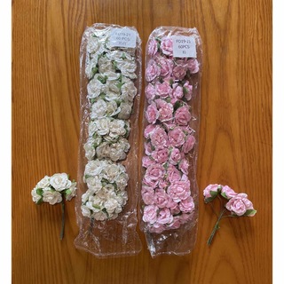 造花　薔薇　3cm ピンク&ホワイト　約100個(その他)