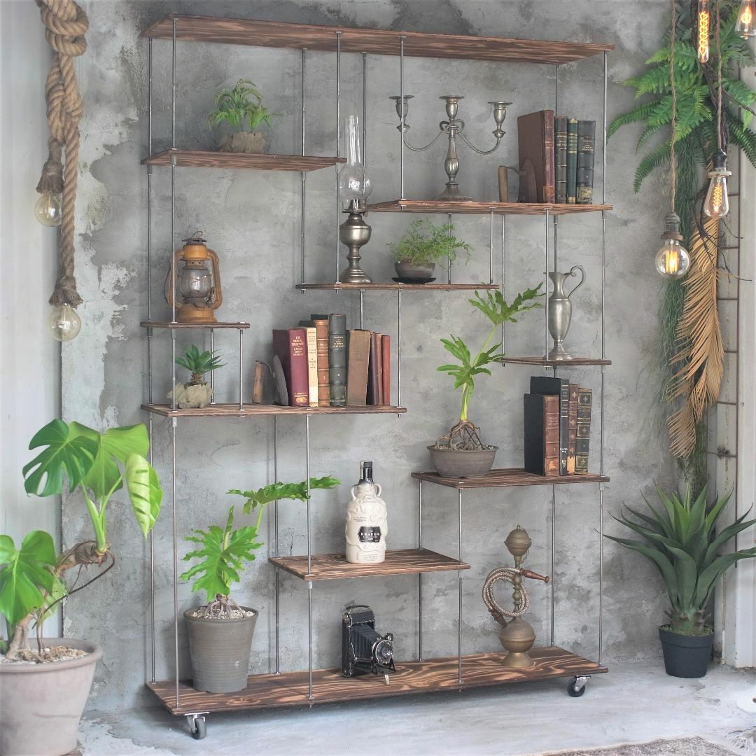 wood iron shelf 1740*1200*300〈ブラウン〉