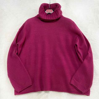 【最高級白タグ】Max Mara  カシミヤ１００％　ニット（Ｌ）赤紫・ボルドー