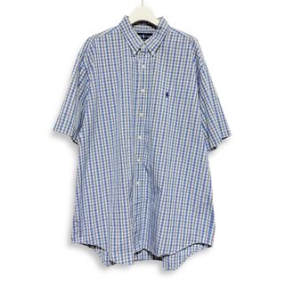 ラルフローレン(Ralph Lauren)の【90's】ラルフローレン XXL 半袖シャツ チェック ボタンダウン ブルー系(シャツ)