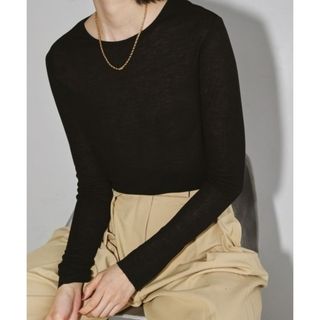 トゥデイフル(TODAYFUL)の【美品】TODAYFUL Sheer long tshirts 黒シアートップス(Tシャツ(長袖/七分))