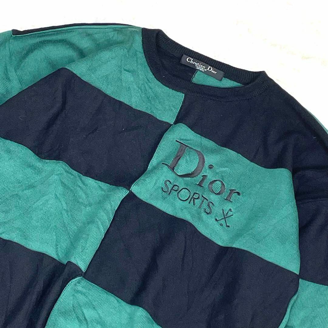 美品 Vintage クリスチャンディオール Christian Dior Monsieur ニット セーター ロングスリーブ ウール アルパカ トップス メンズ M グレー/ブラック