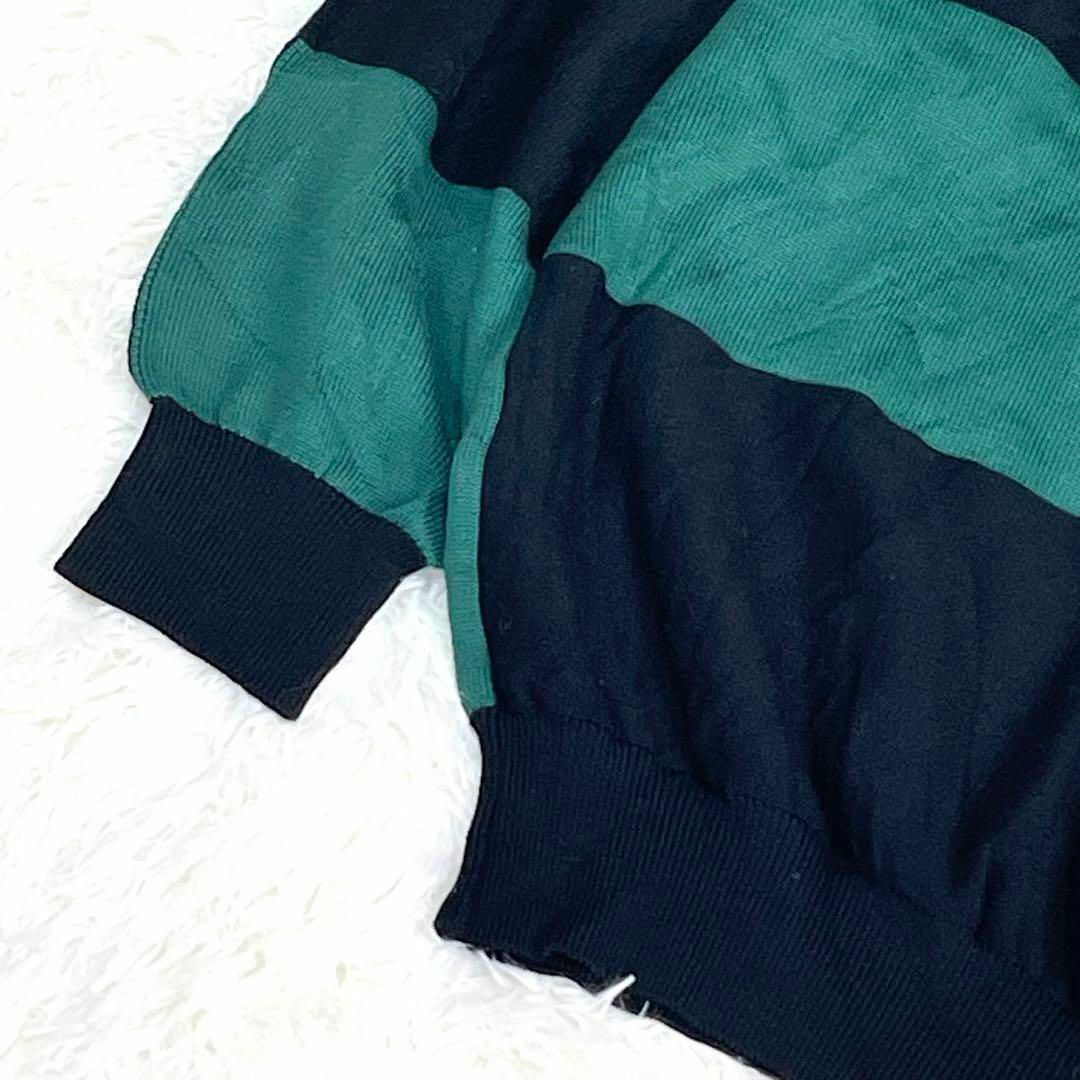 クリスチャンディオール ロゴ刺繍 クルーネック ニット 市松紋様 グリーン