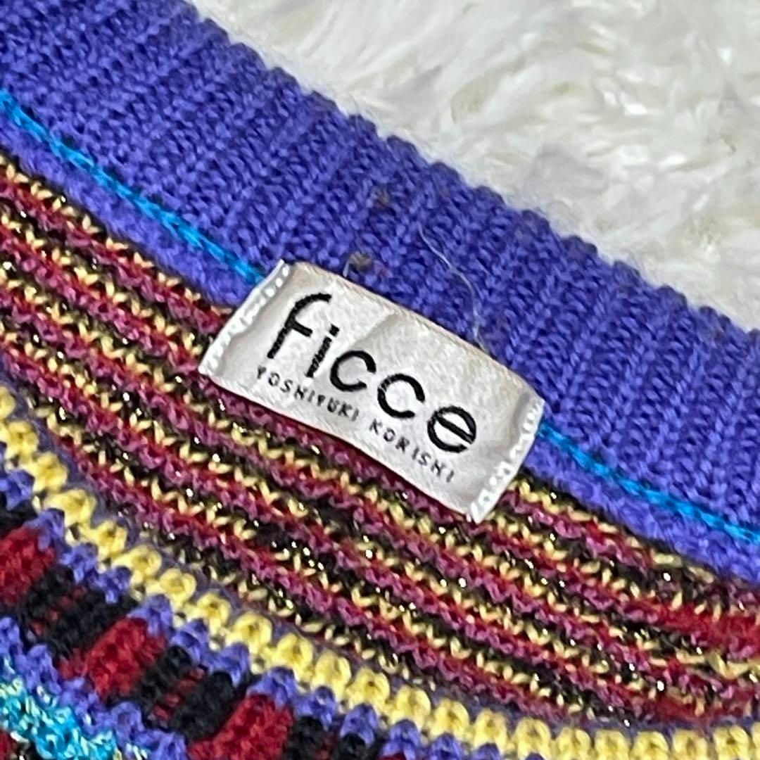 FICCE(フィッチェ)の希少　90s　FICCE　ドン小西　デザインニット　金ラメ　デカロゴ　総柄 メンズのトップス(ニット/セーター)の商品写真