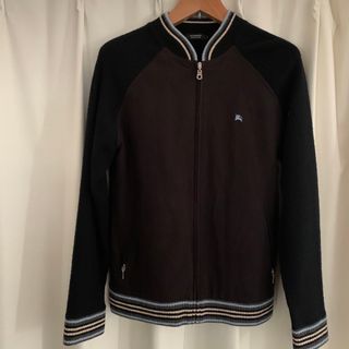 良品】BURBERRY BLACKLABEL ライダース ブルゾン シルバー-