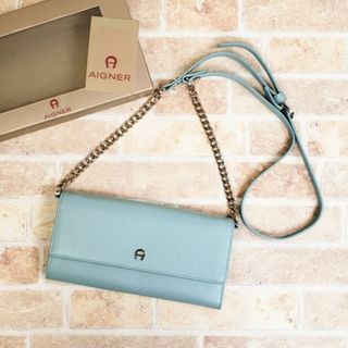 アイグナー(AIGNER)の未使用 アイグナー ☆ レザー 長財布 ウォレットバッグ ブルー系 AIGNER(財布)