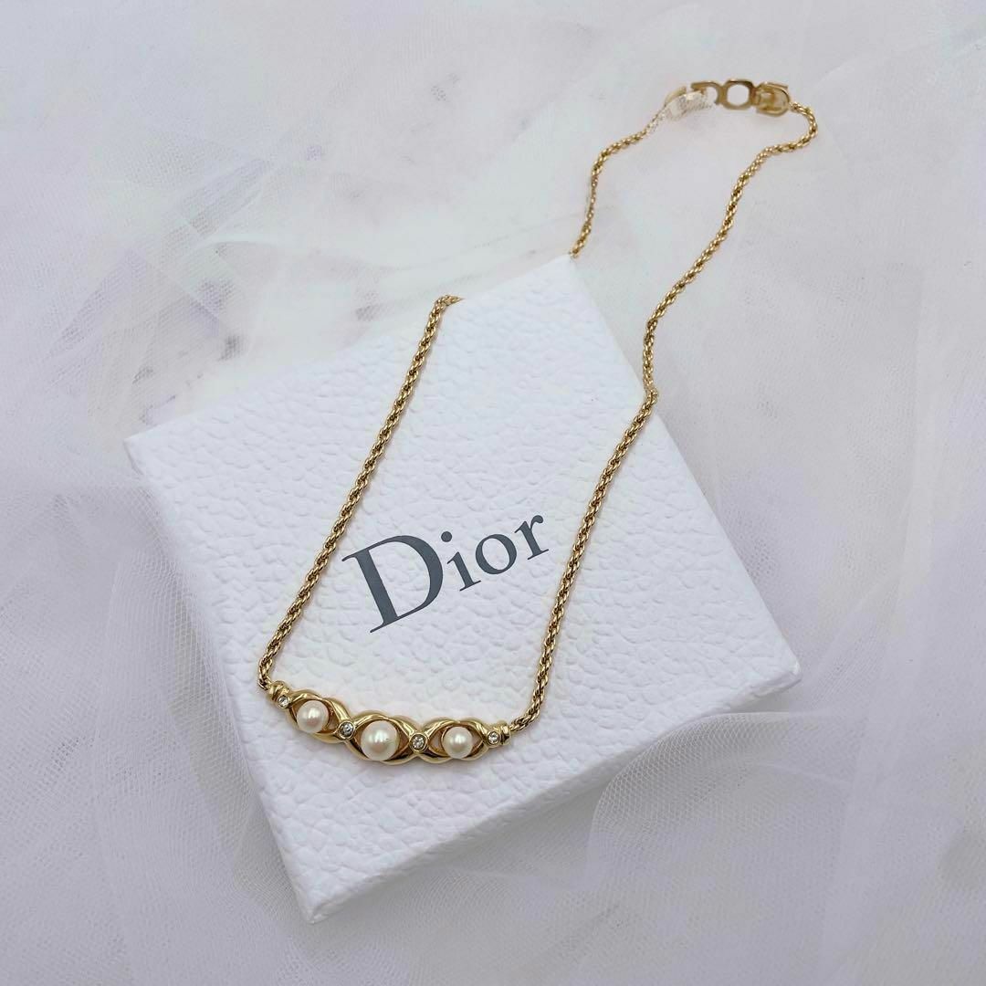 ✨美品✨ Dior パール ラインストーン ネックレス ヴィンテージ ゴールド