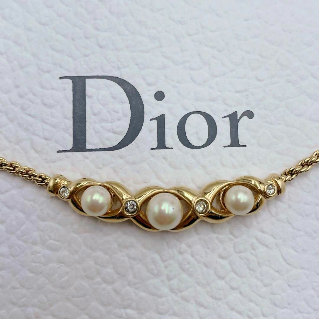 ✨美品✨ Dior パール ラインストーン ネックレス ヴィンテージ ゴールド