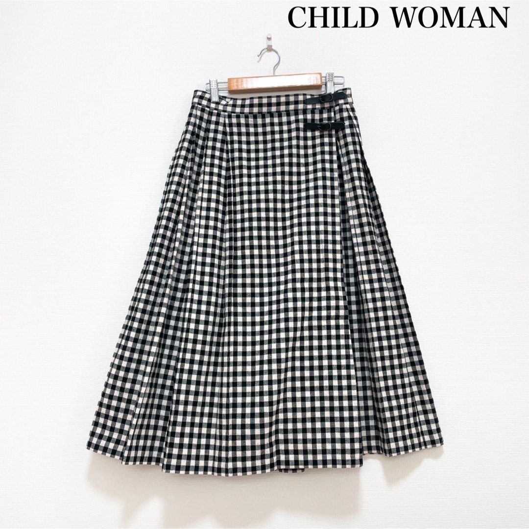 CHILD WOMAN ラップスカート チェック 綿麻 日本製